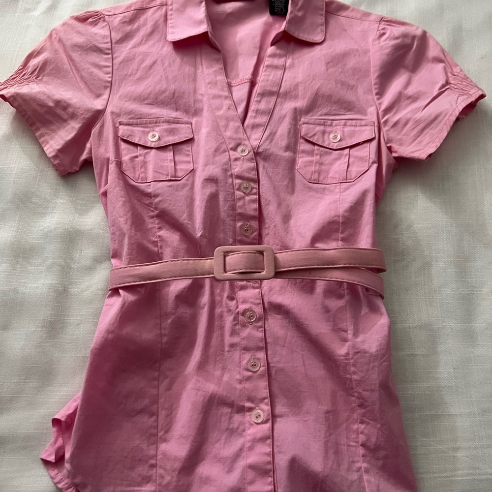 1955 Vintage Pink Button-Up Shirt